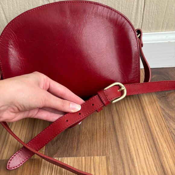 A.P.C. Demi-lune Leather Burgundy Bordeaux Red Crossbody Bag Purse - Picture 10 of 14